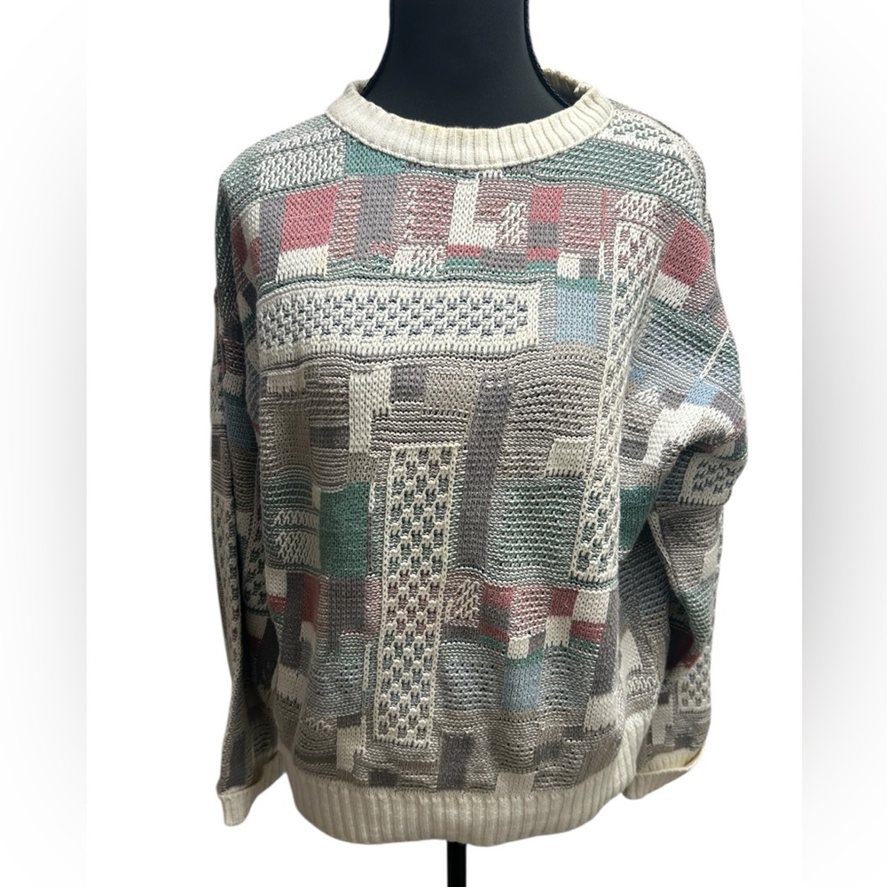 Vintage 90s Grandpa-core Textured Knit Golf Sweater Sized Large